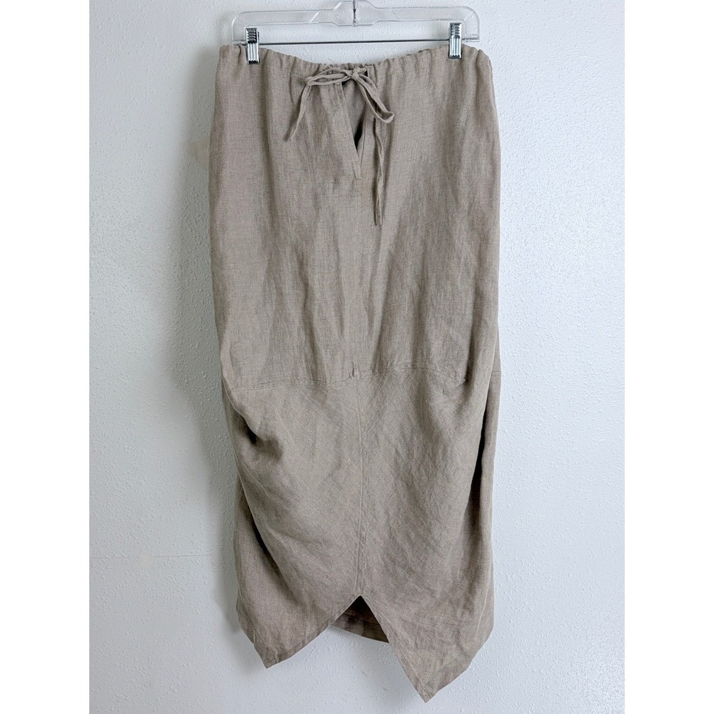 Ivan Grundahl Asymmetric Cocoon Washed Linen Midi Skirt Beige 40